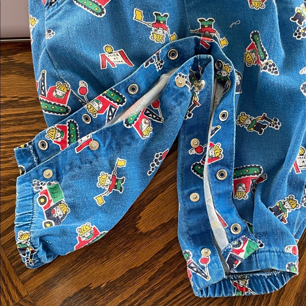 Vintage OshKosh B'gosh Blue Kids Overalls "Mice at work" - Picture 9 of 11